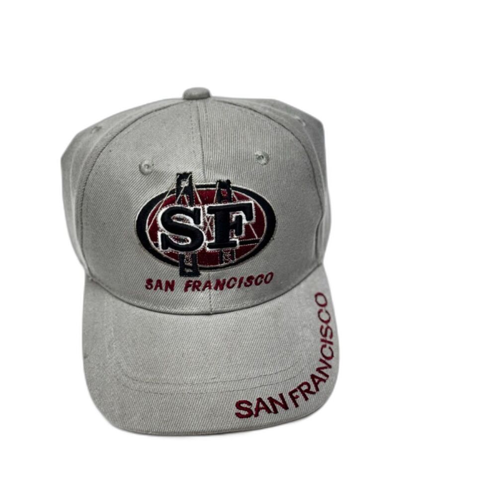San Francisco SF Bridge Embroidered Adjustable Baseball Cap Hat Gray Red Unisex